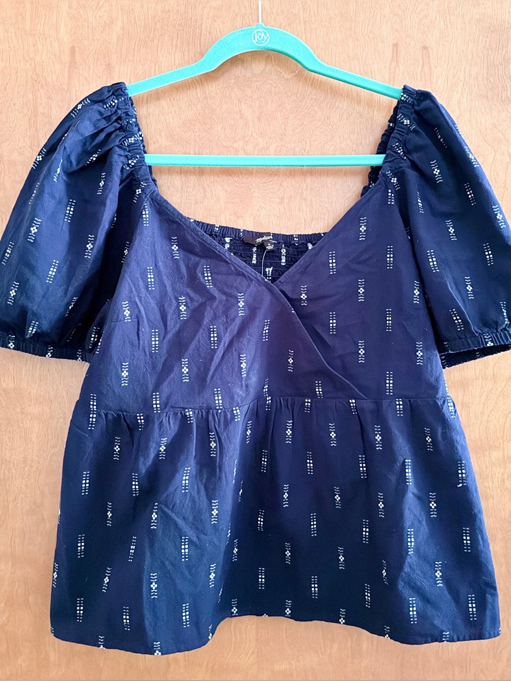 MadeWell Cotton Navy and White Embroidered Top NWT Size M